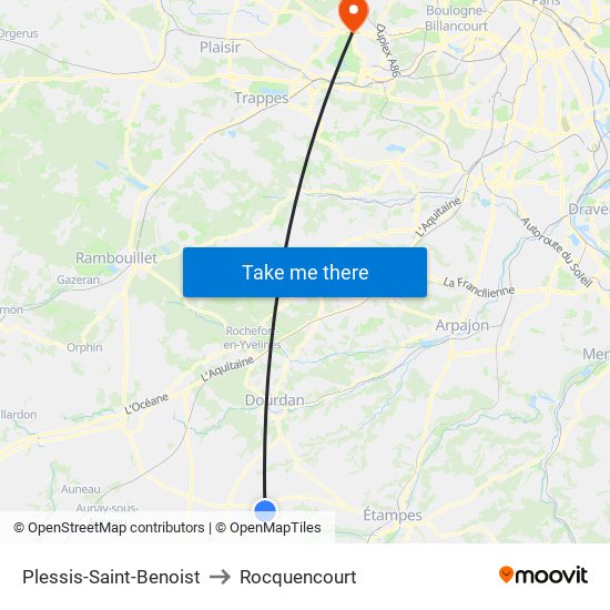 Plessis-Saint-Benoist to Rocquencourt map