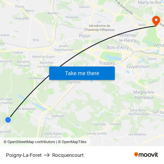 Poigny-La-Foret to Rocquencourt map