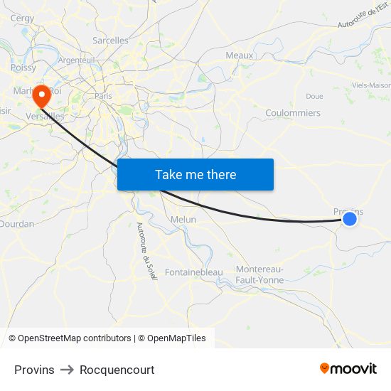 Provins to Rocquencourt map