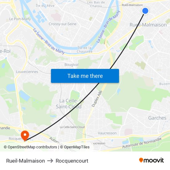 Rueil-Malmaison to Rocquencourt map