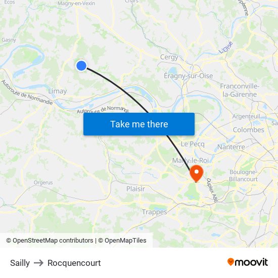Sailly to Rocquencourt map
