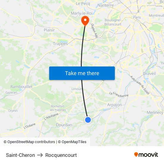 Saint-Cheron to Rocquencourt map