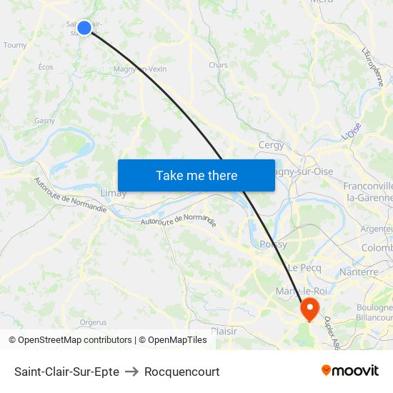 Saint-Clair-Sur-Epte to Rocquencourt map