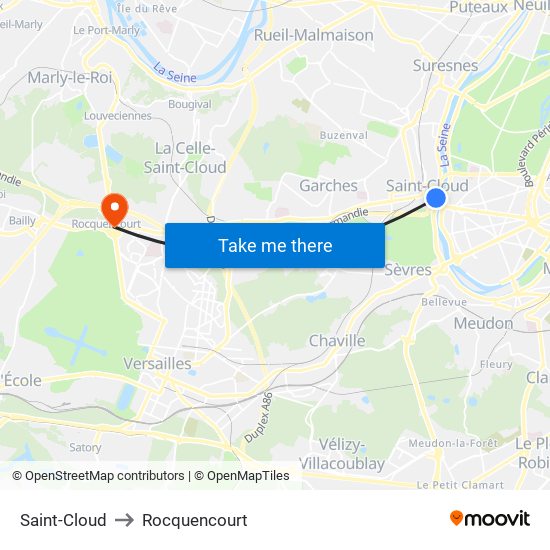Saint-Cloud to Rocquencourt map