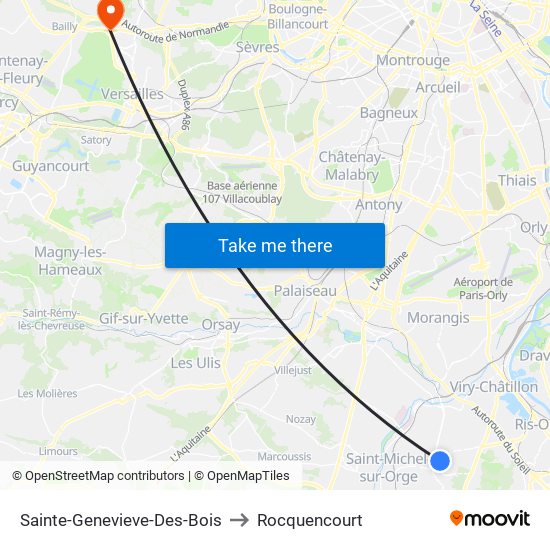 Sainte-Genevieve-Des-Bois to Rocquencourt map
