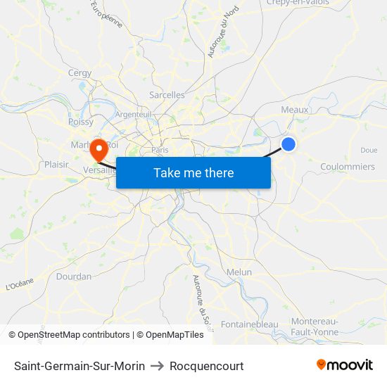 Saint-Germain-Sur-Morin to Rocquencourt map