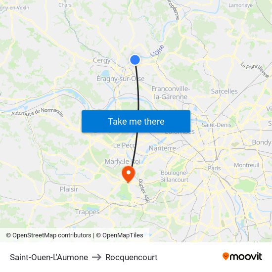 Saint-Ouen-L'Aumone to Rocquencourt map