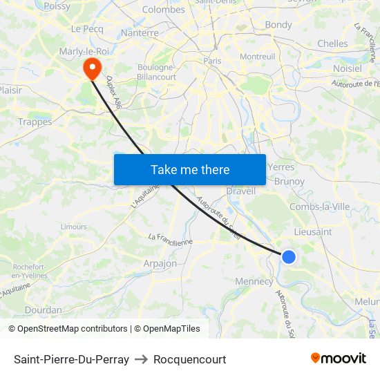 Saint-Pierre-Du-Perray to Rocquencourt map