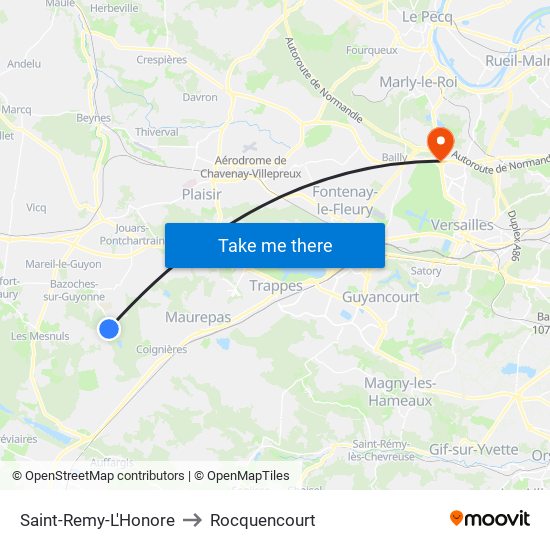Saint-Remy-L'Honore to Rocquencourt map