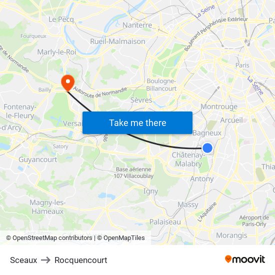 Sceaux to Rocquencourt map