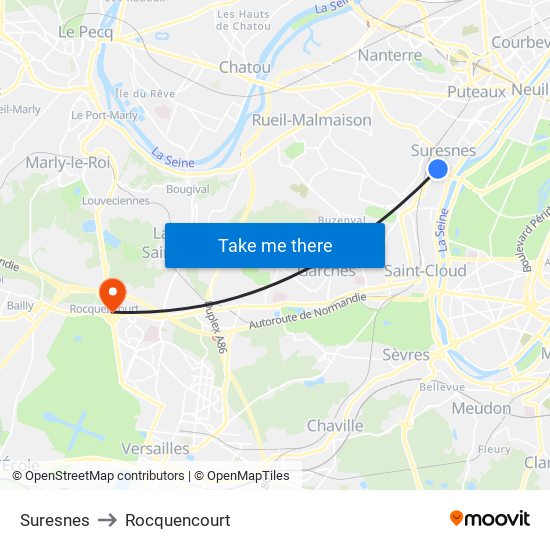 Suresnes to Rocquencourt map