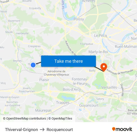 Thiverval-Grignon to Rocquencourt map