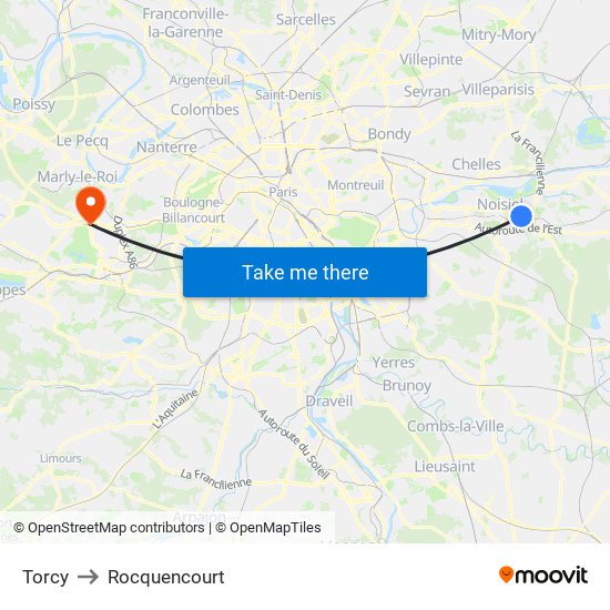 Torcy to Rocquencourt map