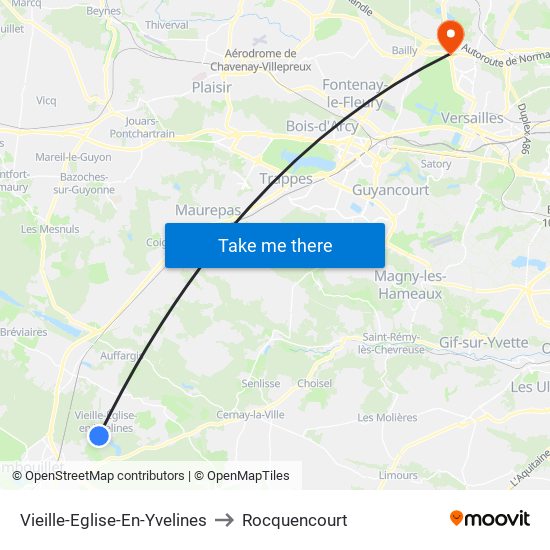 Vieille-Eglise-En-Yvelines to Rocquencourt map