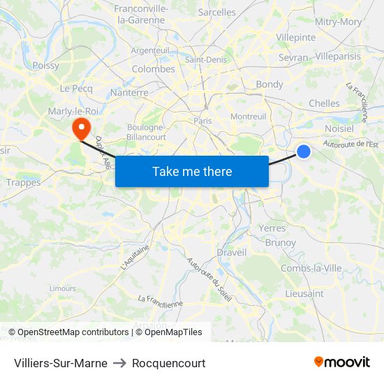 Villiers-Sur-Marne to Rocquencourt map