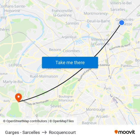 Garges - Sarcelles to Rocquencourt map