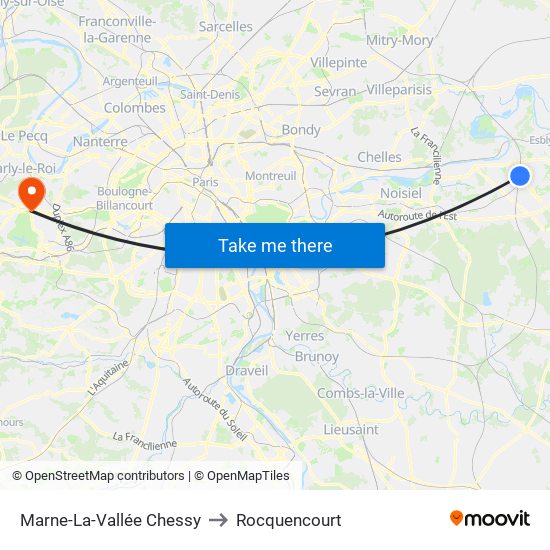 Marne-La-Vallée Chessy to Rocquencourt map