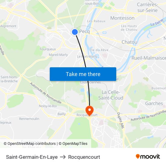 Saint-Germain-En-Laye to Rocquencourt map
