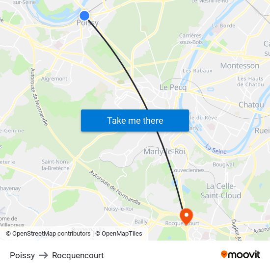 Poissy to Rocquencourt map