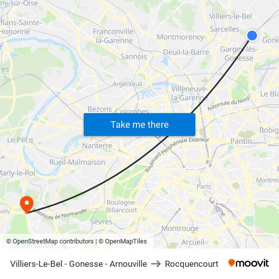 Villiers-Le-Bel - Gonesse - Arnouville to Rocquencourt map