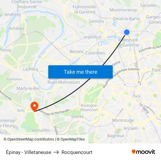 Épinay - Villetaneuse to Rocquencourt map