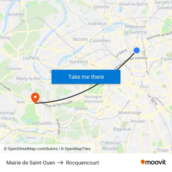 Mairie de Saint-Ouen to Rocquencourt map