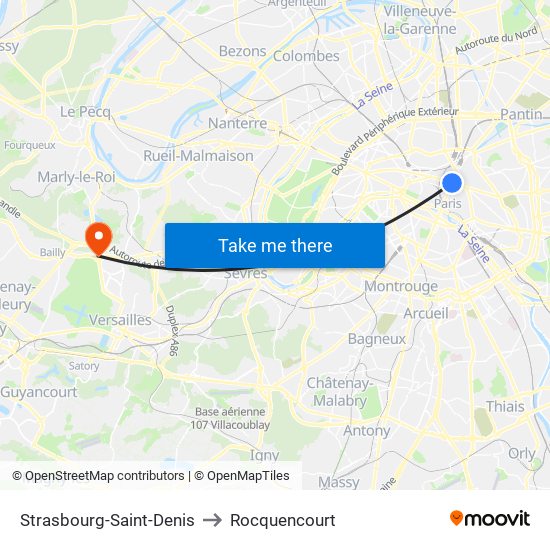 Strasbourg-Saint-Denis to Rocquencourt map