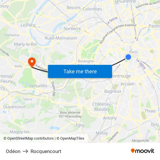Odéon to Rocquencourt map