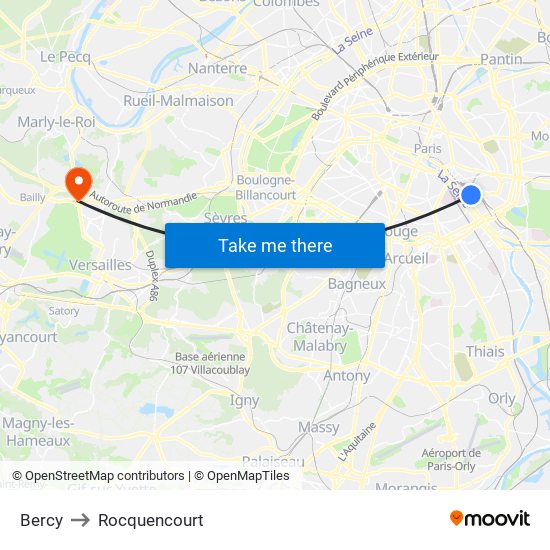 Bercy to Rocquencourt map