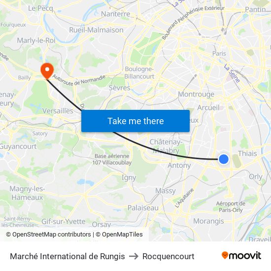 Marché International de Rungis to Rocquencourt map