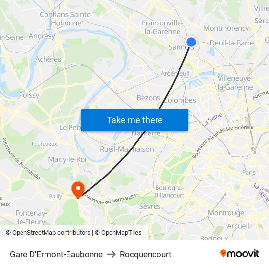 Gare D'Ermont-Eaubonne to Rocquencourt map