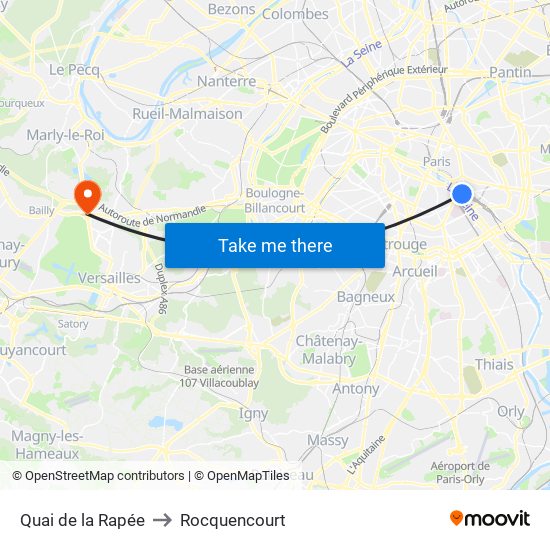 Quai de la Rapée to Rocquencourt map