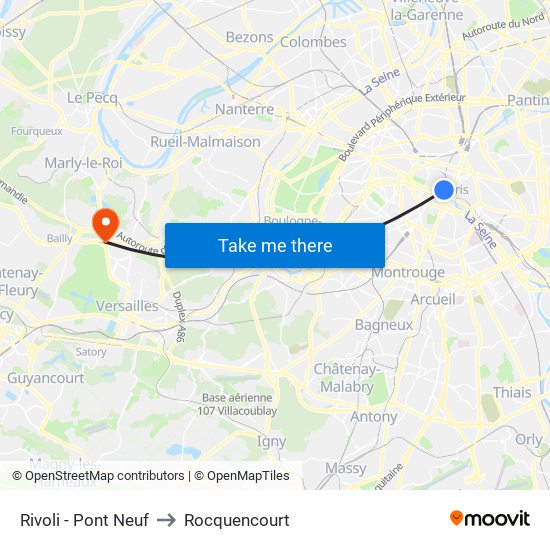 Rivoli - Pont Neuf to Rocquencourt map