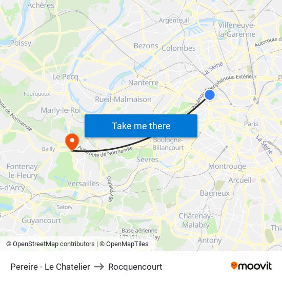 Pereire - Le Chatelier to Rocquencourt map