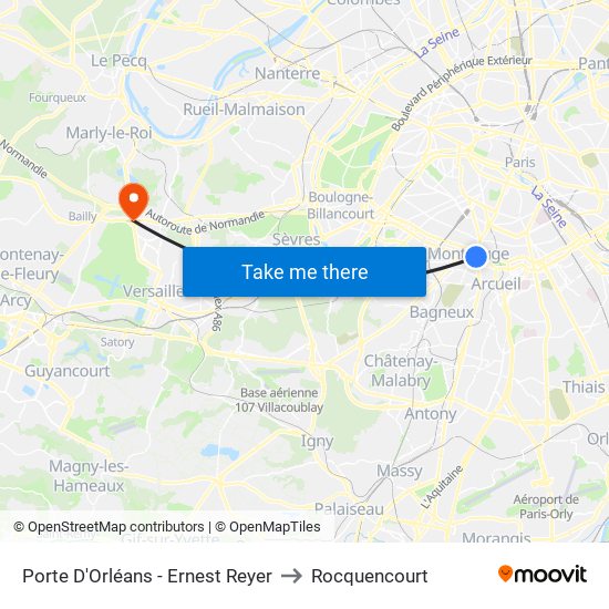 Porte D'Orléans - Ernest Reyer to Rocquencourt map