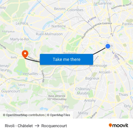Rivoli - Châtelet to Rocquencourt map