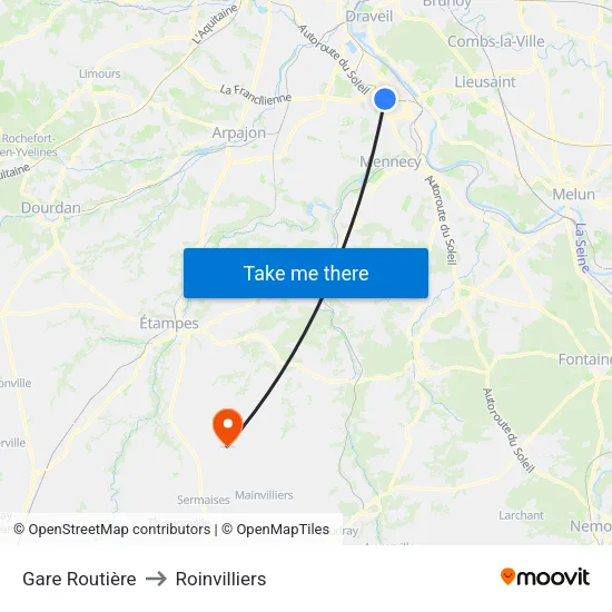 Gare Routière to Roinvilliers map