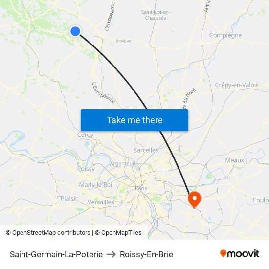 Saint-Germain-La-Poterie to Roissy-En-Brie map