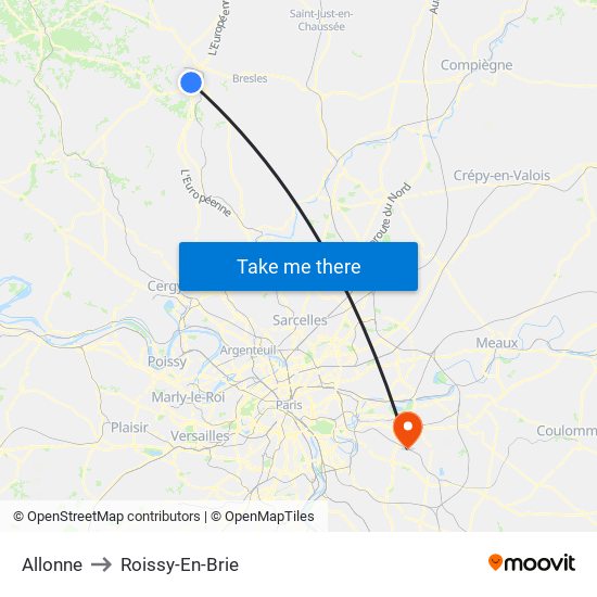 Allonne to Roissy-En-Brie map