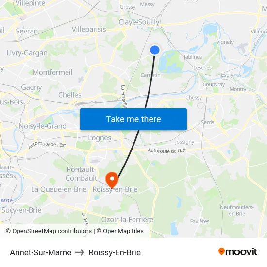 Annet-Sur-Marne to Roissy-En-Brie map