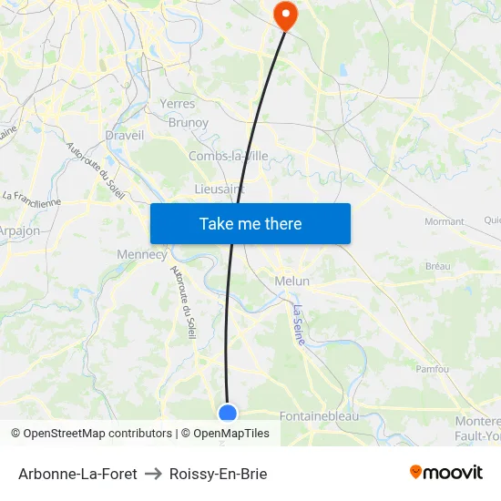 Arbonne-La-Foret to Roissy-En-Brie map