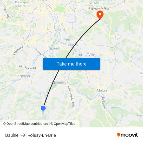 Baulne to Roissy-En-Brie map