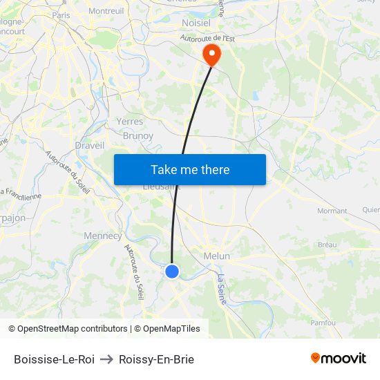 Boissise-Le-Roi to Roissy-En-Brie map
