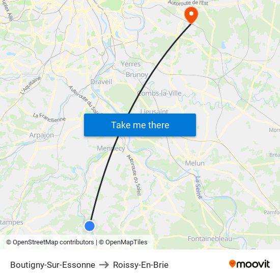 Boutigny-Sur-Essonne to Roissy-En-Brie map