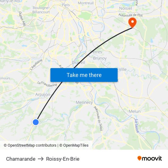 Chamarande to Roissy-En-Brie map
