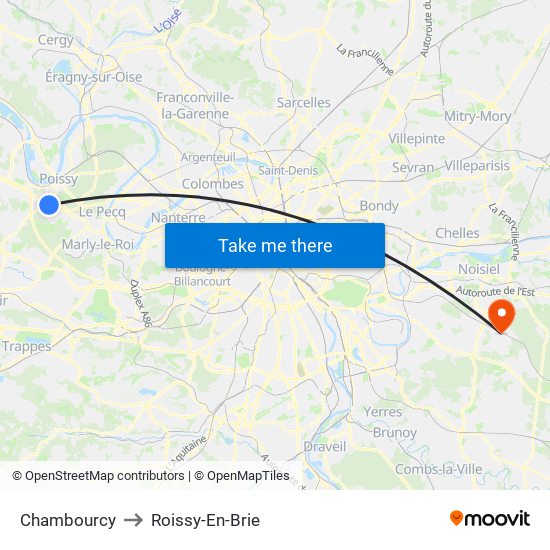 Chambourcy to Roissy-En-Brie map