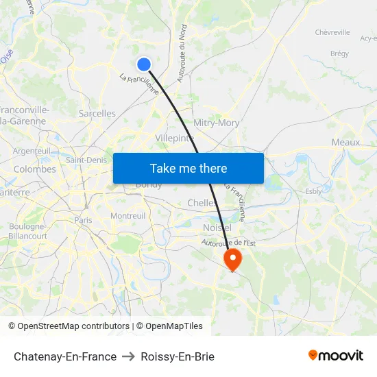 Chatenay-En-France to Roissy-En-Brie map