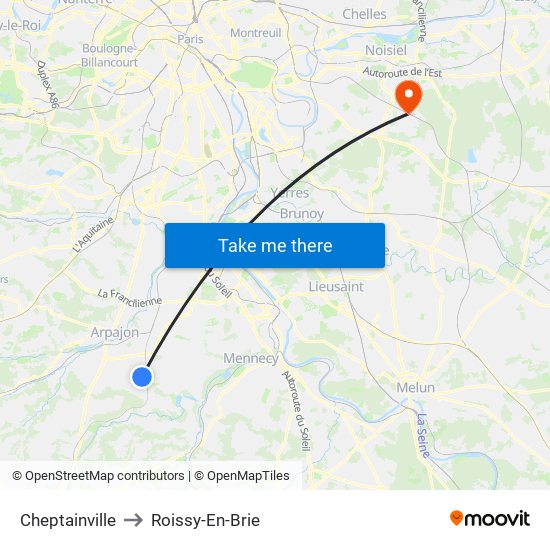 Cheptainville to Roissy-En-Brie map