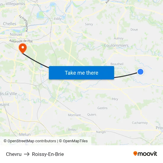 Chevru to Roissy-En-Brie map