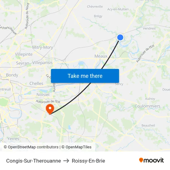 Congis-Sur-Therouanne to Roissy-En-Brie map